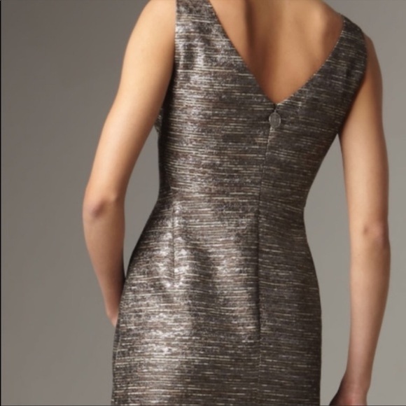 ELIE Tahari Brown/Silver Metallic Cocktail Dress Size 0 - Picture 2 of 11